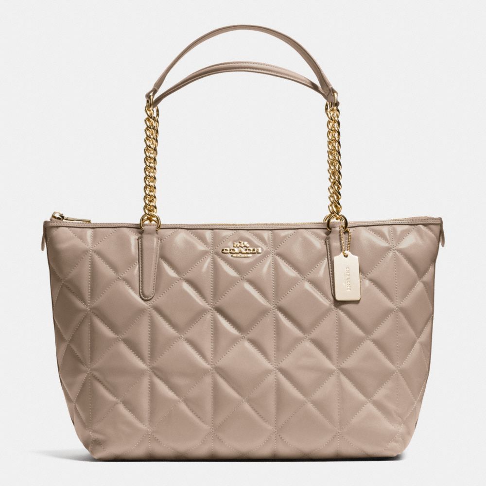 AVA CHAIN TOTE IN QUILTED LEATHER - f36661 - IMITATION GOLD/STN