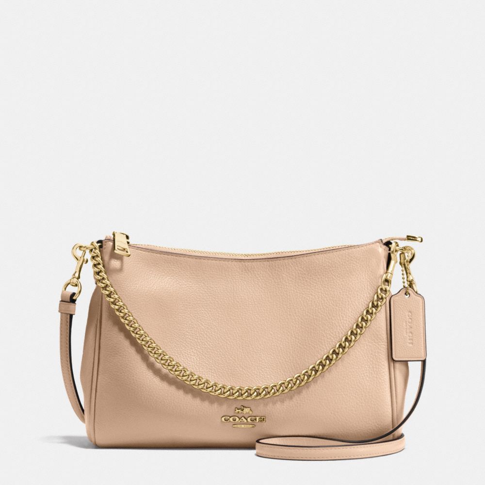CARRIE CROSSBODY IN PEBBLE LEATHER - f36666 - IMITATION GOLD/BEECHWOOD
