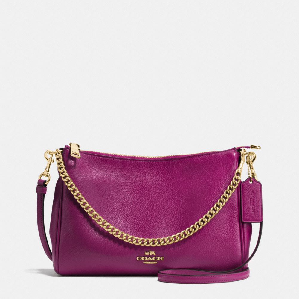 CARRIE CROSSBODY IN PEBBLE LEATHER - f36666 - IMITATION GOLD/FUCHSIA