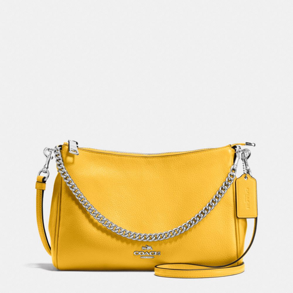 COACH F36666 - CARRIE CROSSBODY IN PEBBLE LEATHER SILVER/CANARY