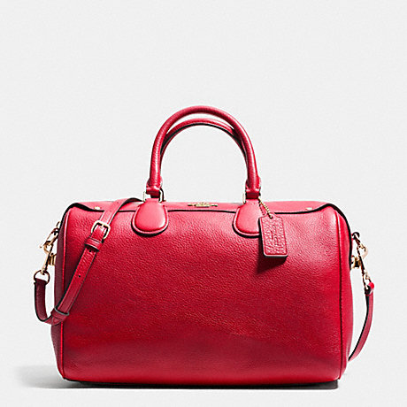 COACH f36672 BENNETT SATCHEL IN PEBBLE LEATHER IMITATION GOLD/CLASSIC RED