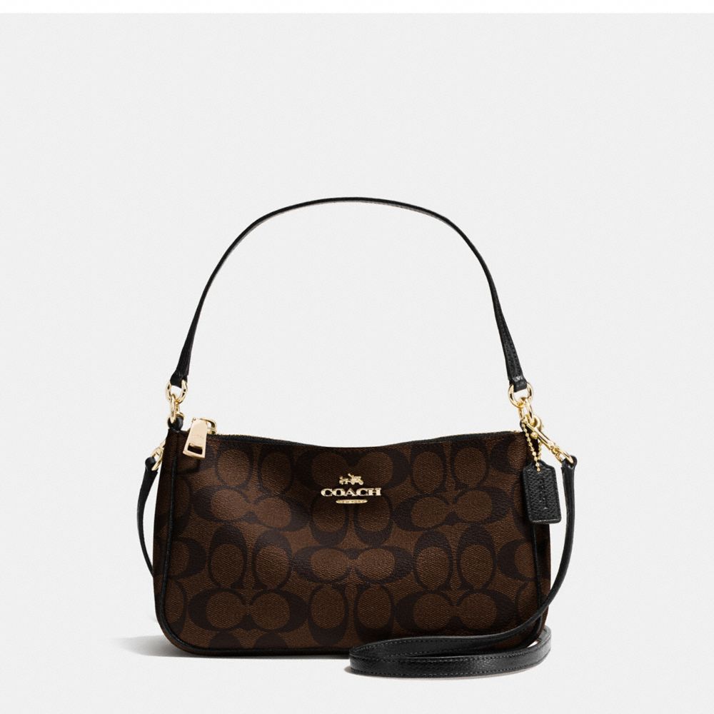 COACH TOP HANDLE POUCH IN SIGNATURE - IMITATION GOLD/BROWN/BLACK - F36674