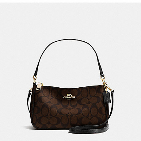 COACH TOP HANDLE POUCH IN SIGNATURE - IMITATION GOLD/BROWN/BLACK - f36674