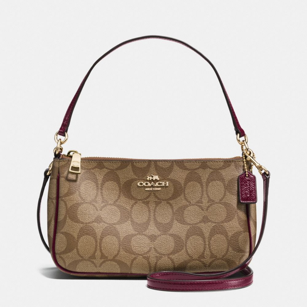 TOP HANDLE POUCH IN SIGNATURE - IMITATION GOLD/KHAKI/SHERRY - COACH F36674