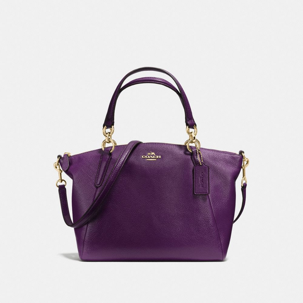 SMALL KELSEY SATCHEL IN PEBBLE LEATHER - f36675 - IMITATION GOLD/AUBERGINE