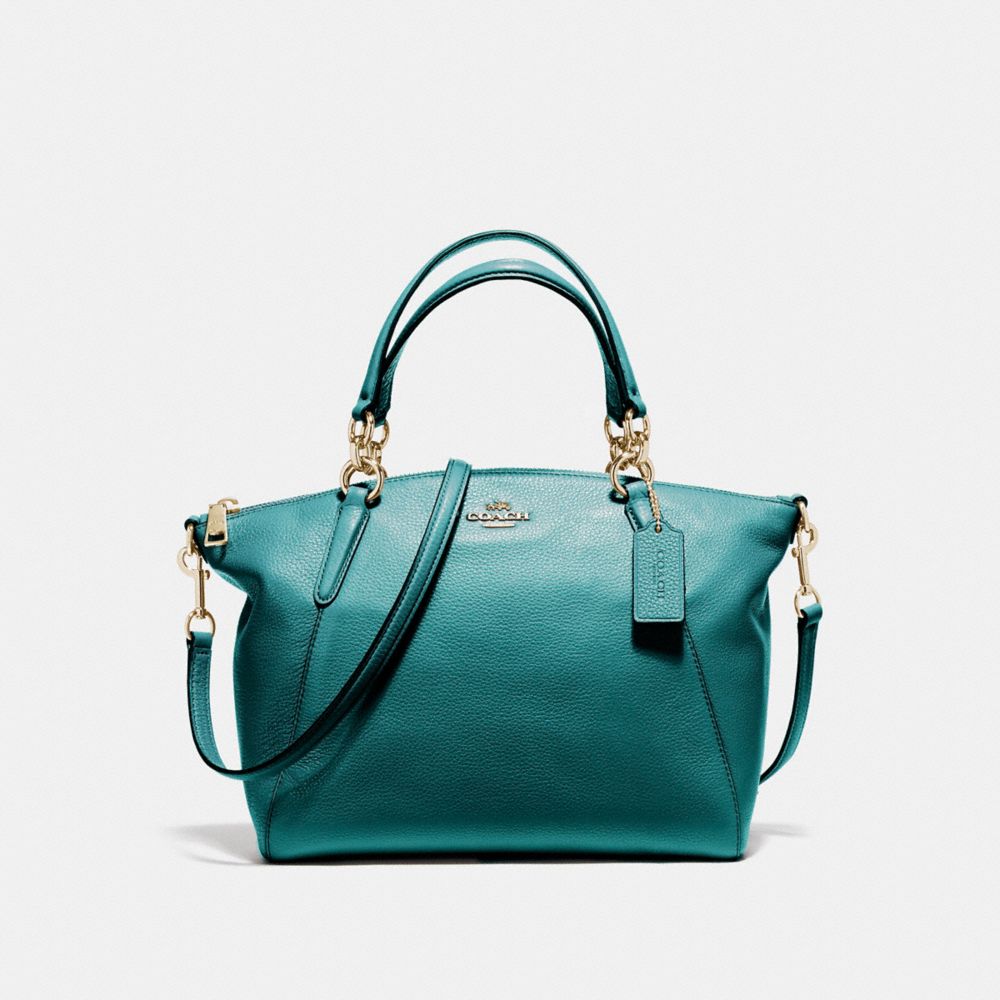 COACH SMALL KELSEY SATCHEL IN PEBBLE LEATHER - LIGHT GOLD/DARK TEAL - F36675