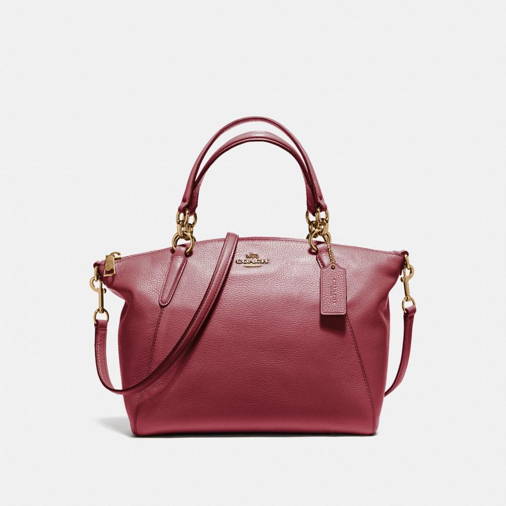 COACH F36675 - SMALL KELSEY SATCHEL IN PEBBLE LEATHER LIGHT GOLD/CRIMSON