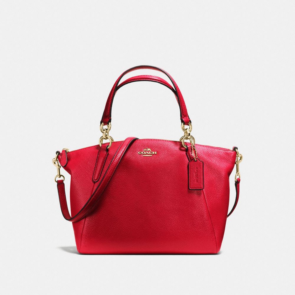 COACH f36675 SMALL KELSEY SATCHEL IN PEBBLE LEATHER LIGHT GOLD/TRUE RED