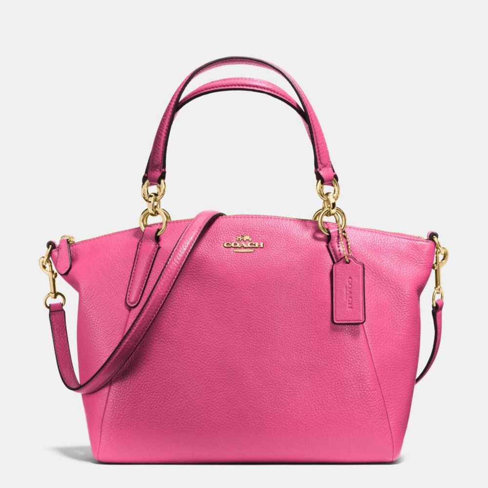 SMALL KELSEY SATCHEL IN PEBBLE LEATHER - f36675 - IMITATION GOLD/DAHLIA