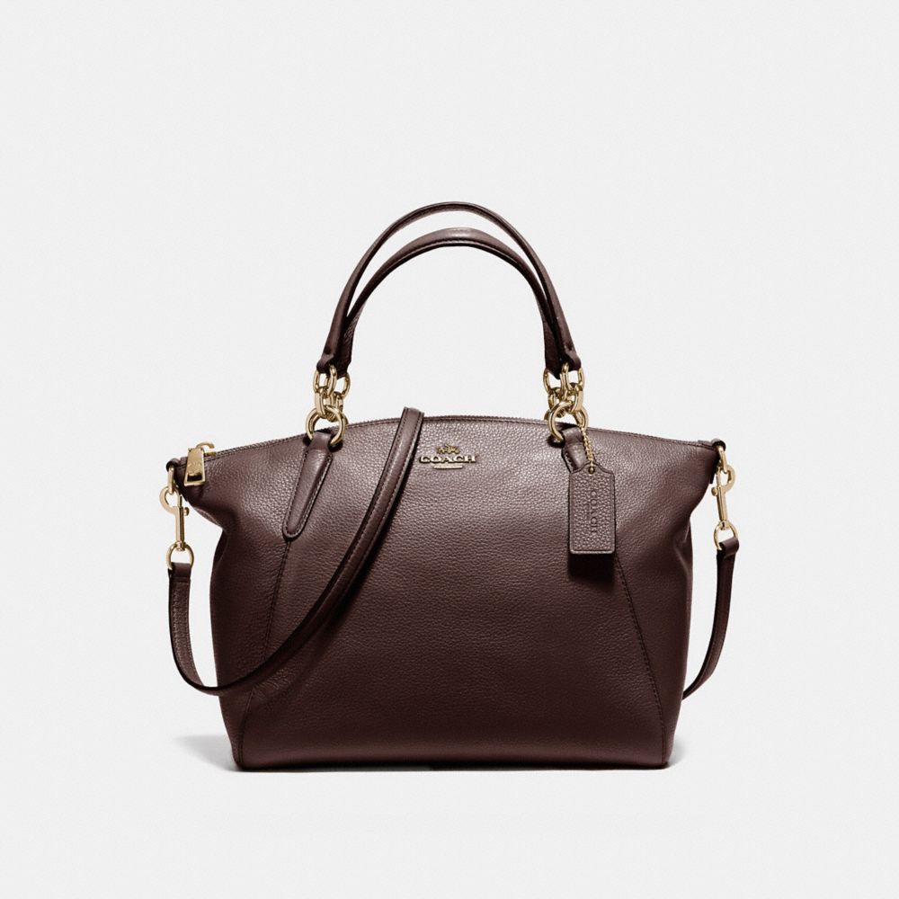 COACH f36675 SMALL KELSEY SATCHEL IN PEBBLE LEATHER LIGHT GOLD/OXBLOOD 1