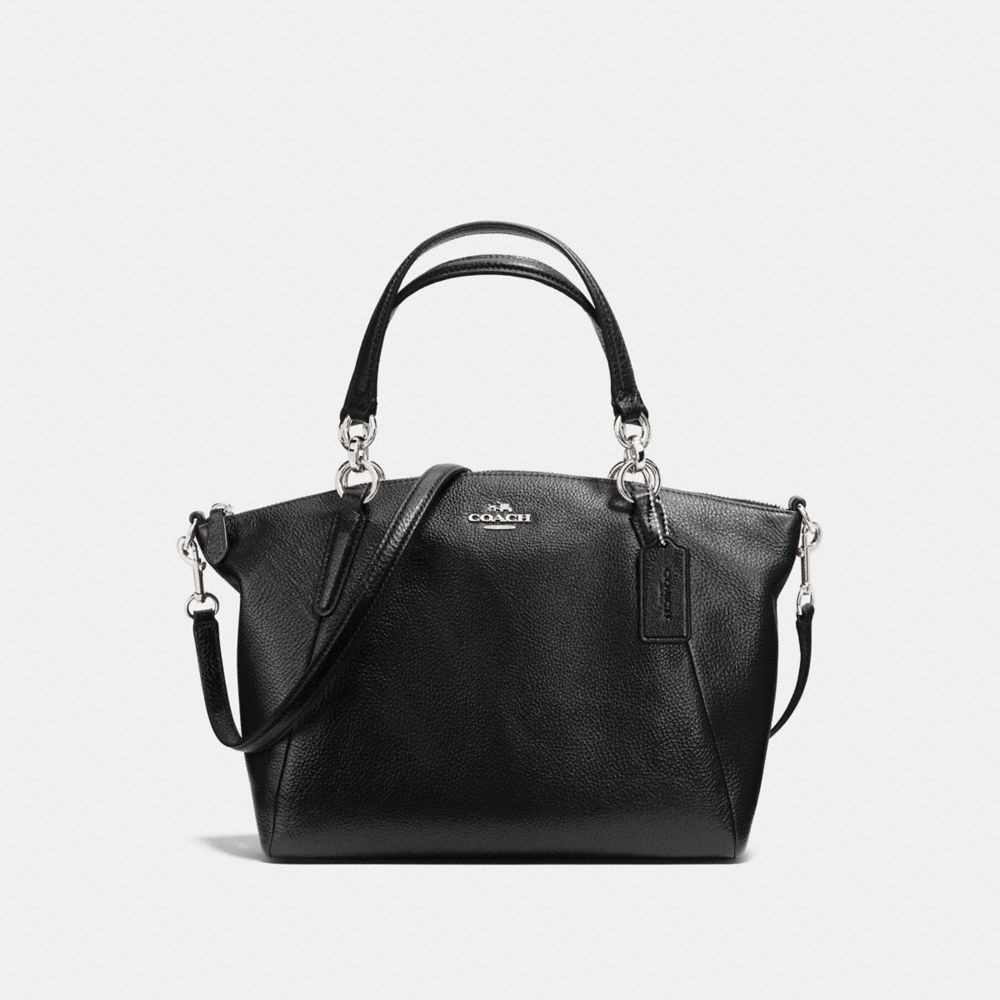 SMALL KELSEY SATCHEL IN PEBBLE LEATHER - f36675 - SILVER/BLACK