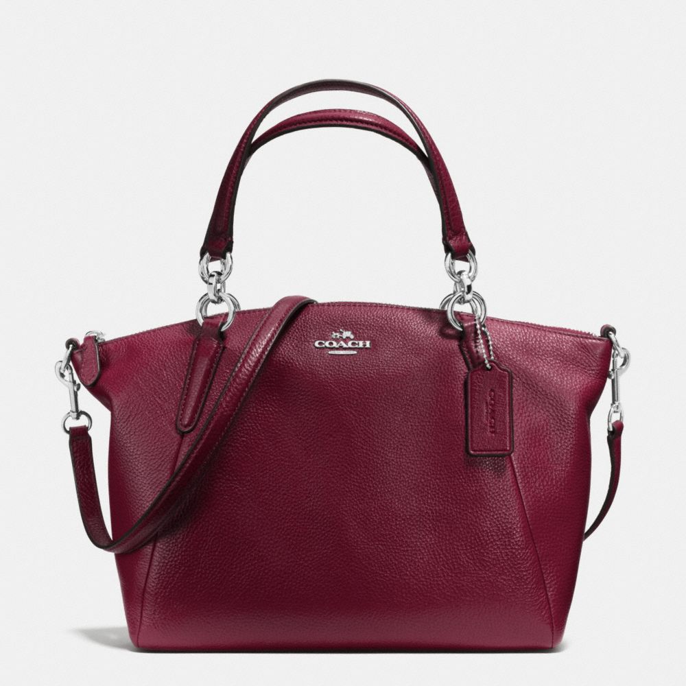 COACH F36675 SMALL KELSEY SATCHEL IN PEBBLE LEATHER SILVER/BURGUNDY