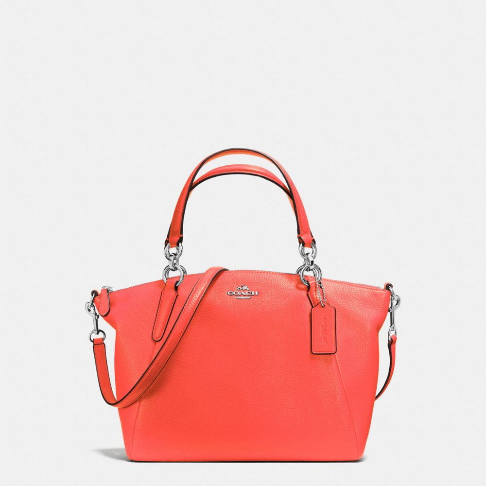 COACH F36675 SMALL KELSEY SATCHEL IN PEBBLE LEATHER SILVER/BRIGHT-ORANGE