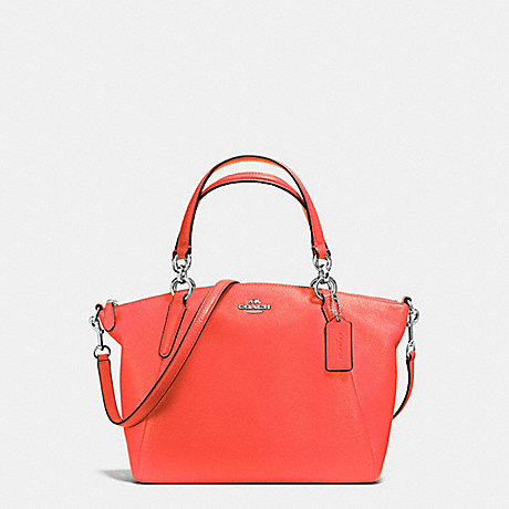COACH F36675 SMALL KELSEY SATCHEL IN PEBBLE LEATHER SILVER/BRIGHT-ORANGE