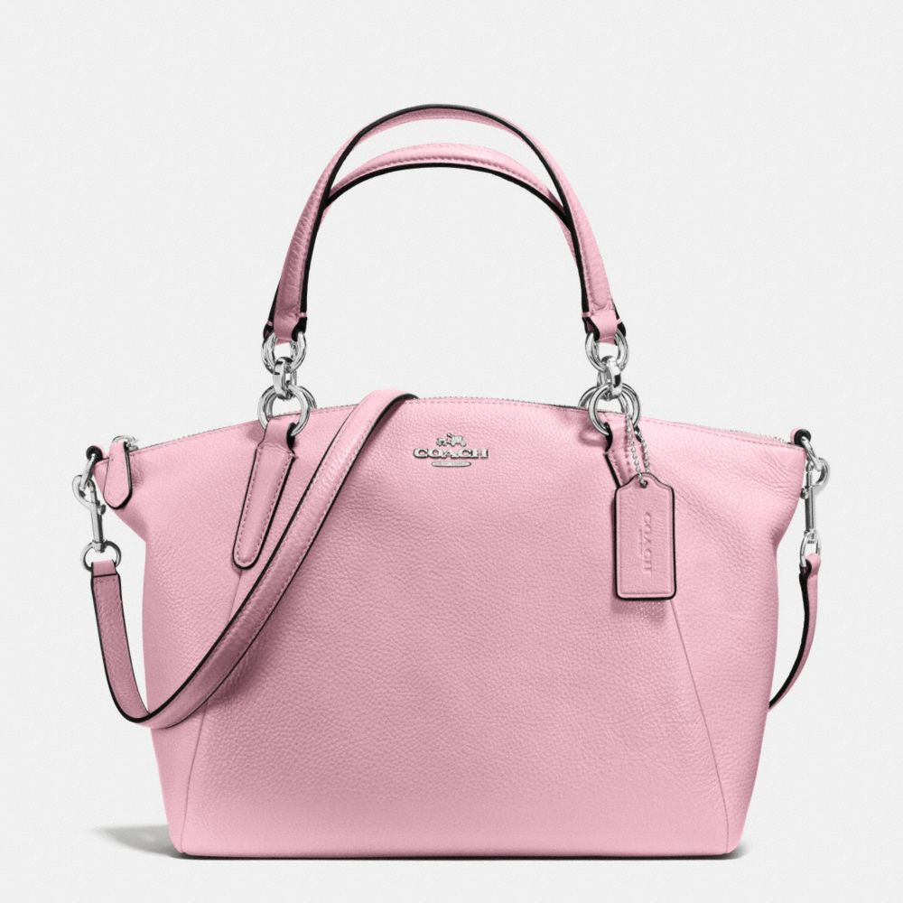 SMALL KELSEY SATCHEL IN PEBBLE LEATHER - f36675 - SILVER/PETAL