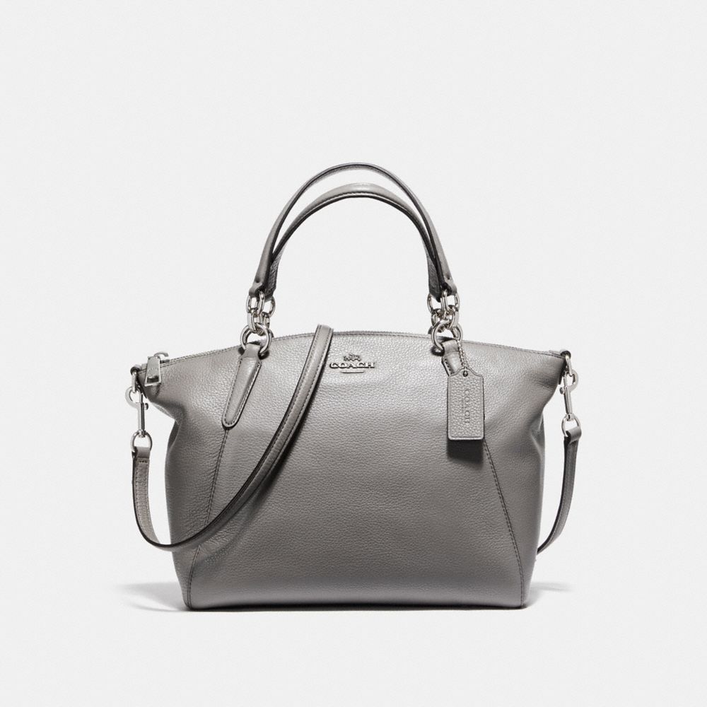 SMALL KELSEY SATCHEL IN PEBBLE LEATHER - f36675 - SILVER/HEATHER GREY
