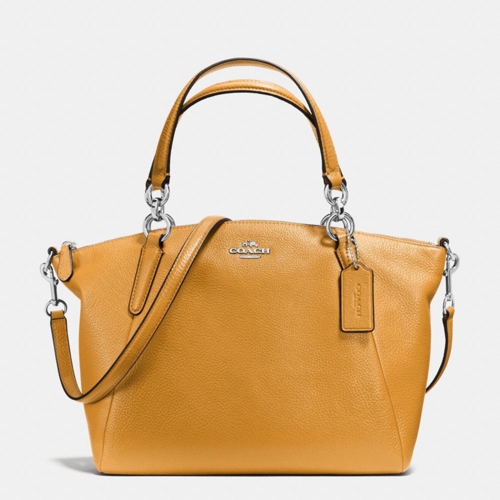 COACH F36675 SMALL KELSEY SATCHEL IN PEBBLE LEATHER SILVER/MUSTARD