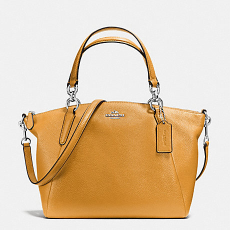 COACH f36675 SMALL KELSEY SATCHEL IN PEBBLE LEATHER SILVER/MUSTARD