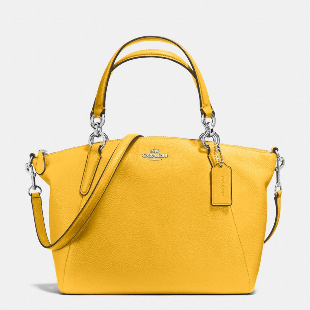 SMALL KELSEY SATCHEL IN PEBBLE LEATHER - f36675 - SILVER/CANARY