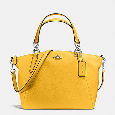 COACH f36675 SMALL KELSEY SATCHEL IN PEBBLE LEATHER SILVER/CANARY