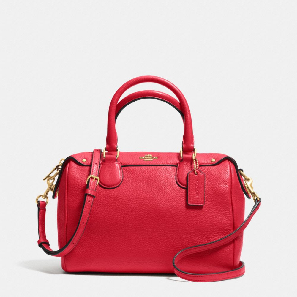 COACH F36677 Mini Bennett Satchel In Pebble Leather IMITATION GOLD/CLASSIC RED