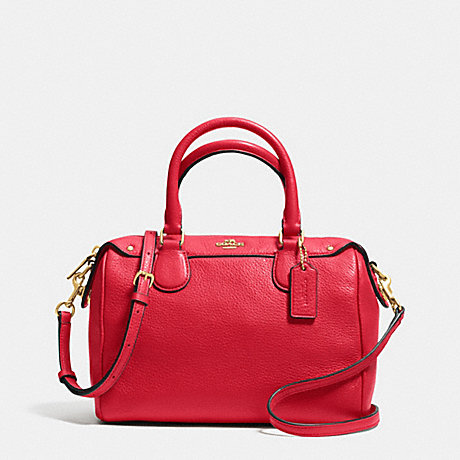 COACH f36677 MINI BENNETT SATCHEL IN PEBBLE LEATHER IMITATION GOLD/CLASSIC RED