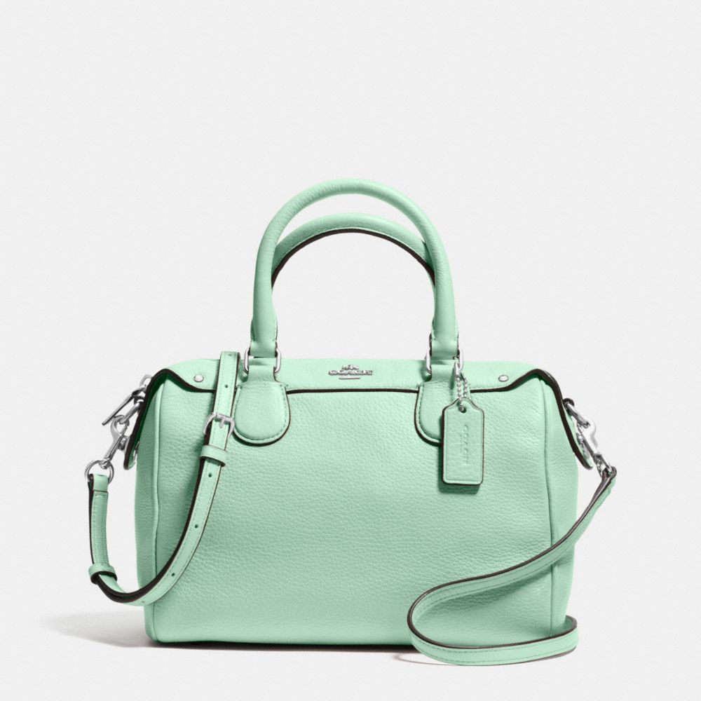 COACH f36677 MINI BENNETT SATCHEL IN PEBBLE LEATHER SILVER/SEAGLASS