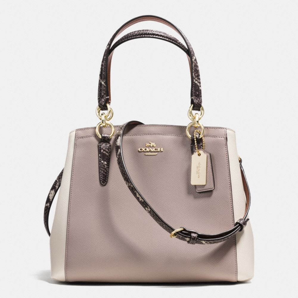 COACH f36678 MINETTA CROSSBODY IN EXOTIC TRIM LEATHER IMITATION GOLD/GREY BIRCH/CHALK