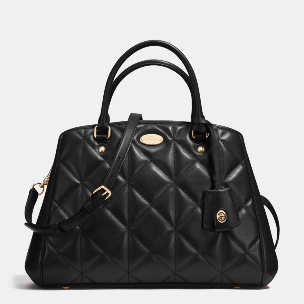 COACH SMALL MARGOT CARRYALL IN QUILTED LEATHER - IMITATION GOLD/BLACK - f36679