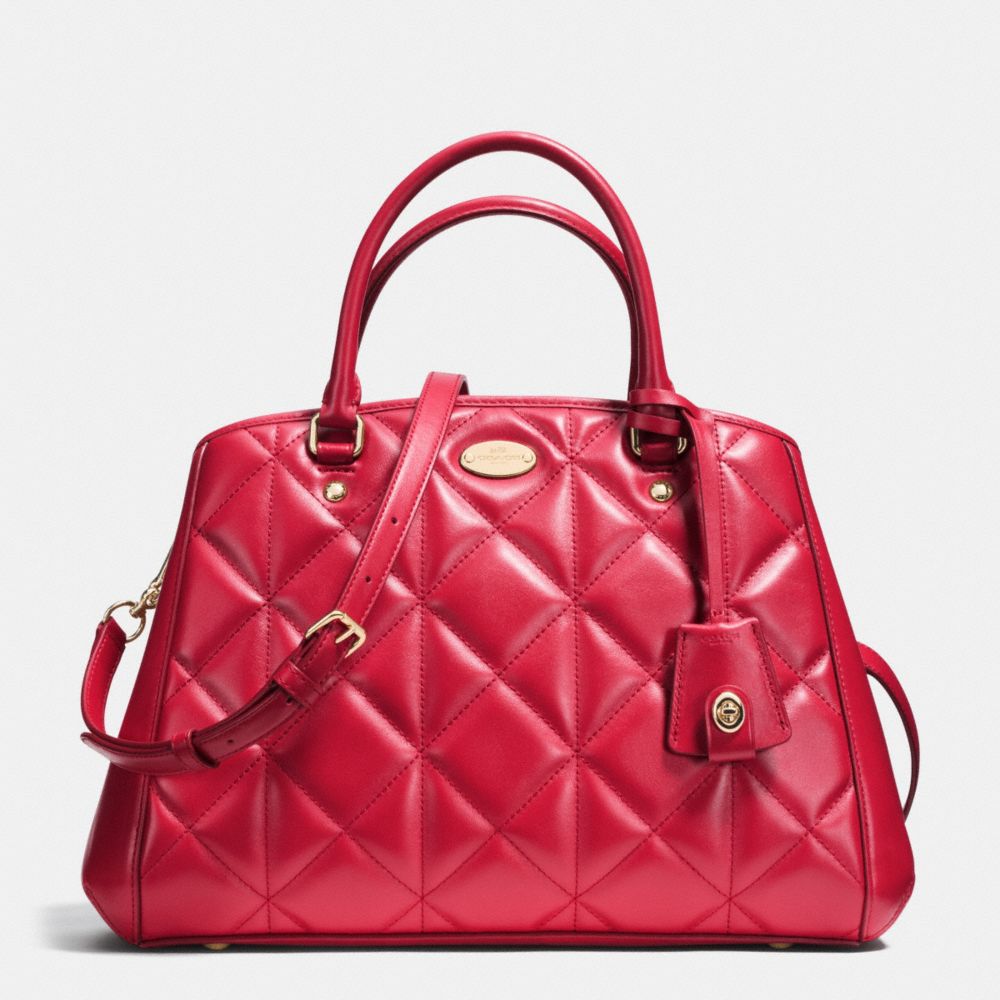 COACH f36679 SMALL MARGOT CARRYALL IN QUILTED LEATHER IMITATION GOLD/CLASSIC RED