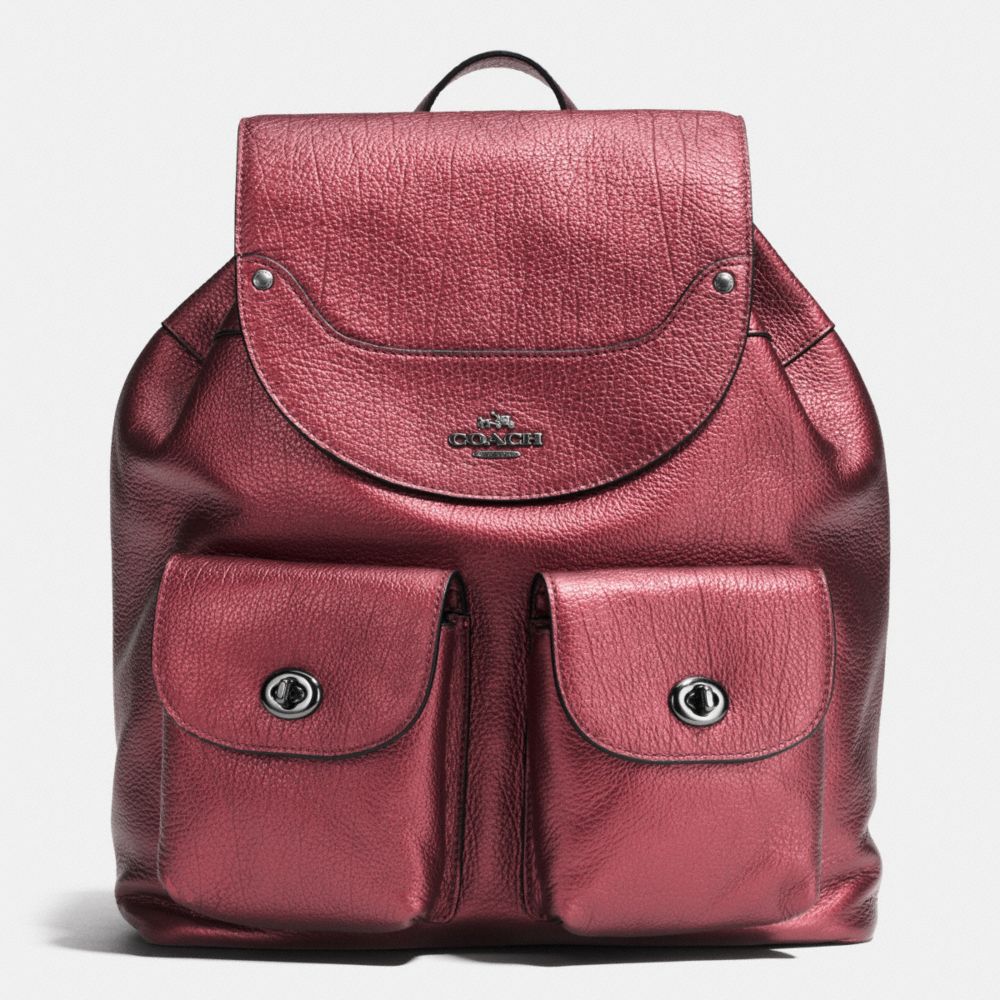 COACH F36683 - MICKIE BACKPACK IN GRAIN LEATHER ANTIQUE NICKEL/METALLIC CHERRY