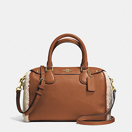 COACH F36689 MINI BENNETT SATCHEL IN SHEARLING AND LEATHER IMITATION-GOLD/SADDLE/NATURAL