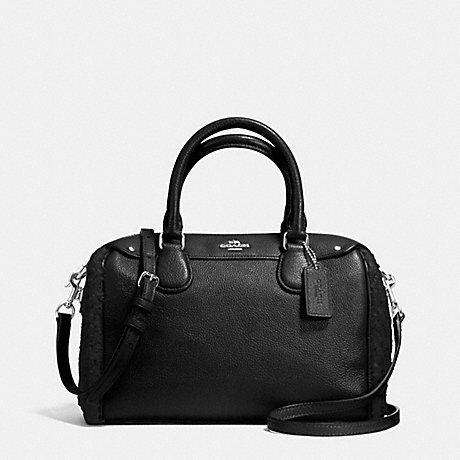 COACH F36689 MINI BENNETT SATCHEL IN SHEARLING AND LEATHER SILVER/BLACK/BLACK