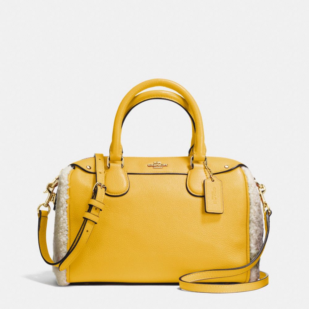 MINI BENNETT SATCHEL IN SHEARLING AND LEATHER - SILVER/BANANA/NEUTRAL - COACH F36689