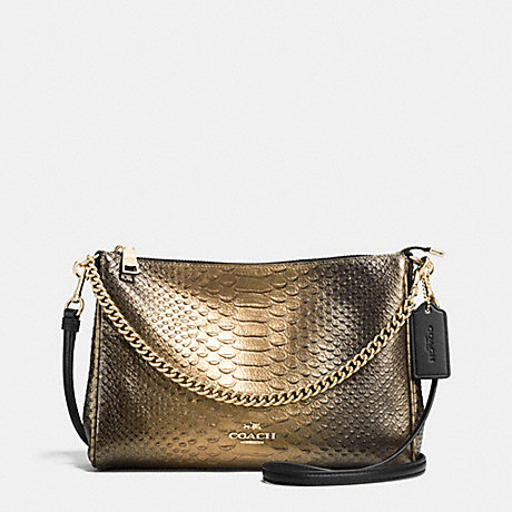 COACH CARRIE CROSSBODY IN METALLIC SNAKE EMBOSSED LEATHER - IMITATION GOLD/GOLD - f36699