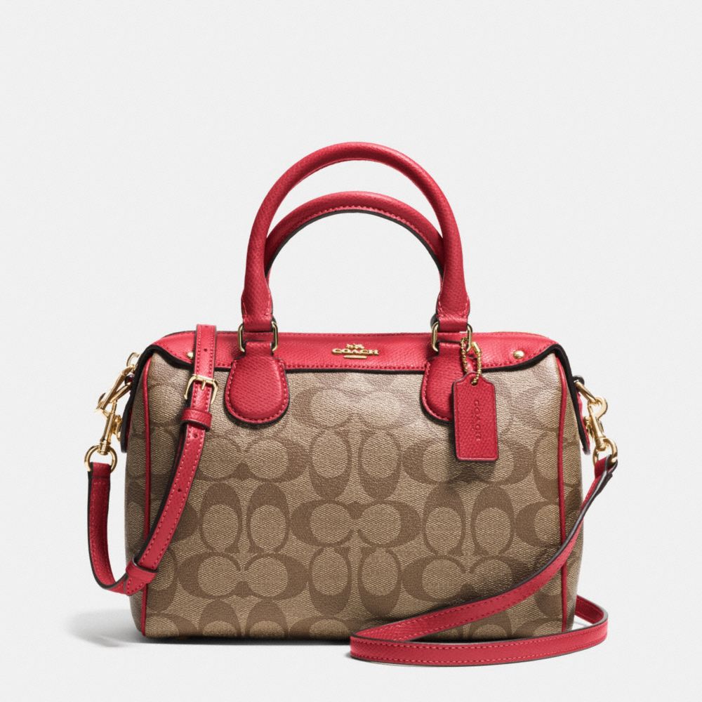 MINI BENNETT SATCHEL IN SIGNATURE - IMITATION GOLD/KHAKI/CLASSIC RED - COACH F36702