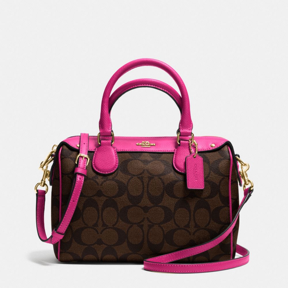 COACH F36702 - MINI BENNETT SATCHEL IN SIGNATURE IMITATION GOLD/BROWN/PINK RUBY