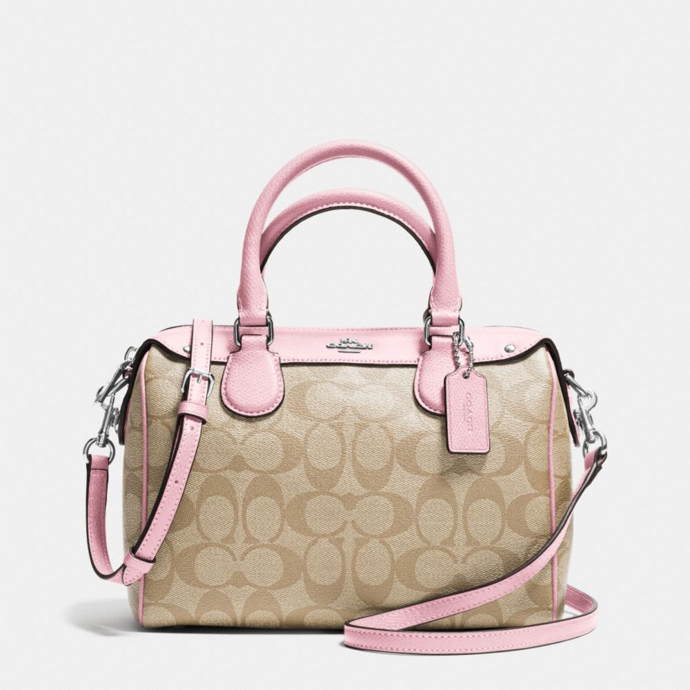 COACH f36702 MINI BENNETT SATCHEL IN SIGNATURE SILVER/LIGHT KHAKI/PETAL