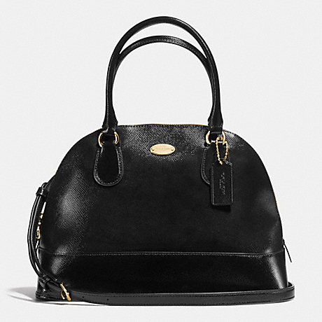 COACH f36703 CORA DOMED SATCHEL IN PATENT CROSSGRAIN LEATHER IMITATION GOLD/BLACK