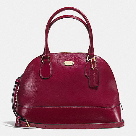 COACH F36703 CORA DOMED SATCHEL IN PATENT CROSSGRAIN LEATHER IMITATION-GOLD/SHERRY