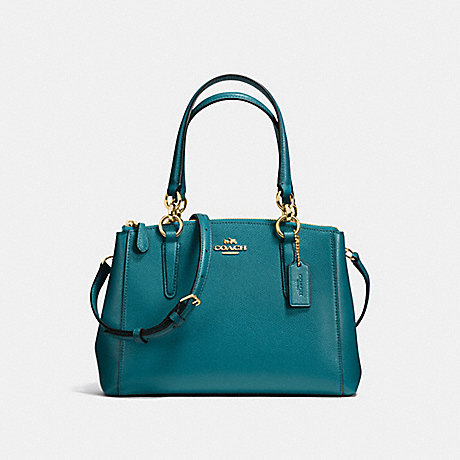 COACH MINI CHRISTIE CARRYALL IN CROSSGRAIN LEATHER - IMITATION GOLD/ATLANTIC - f36704