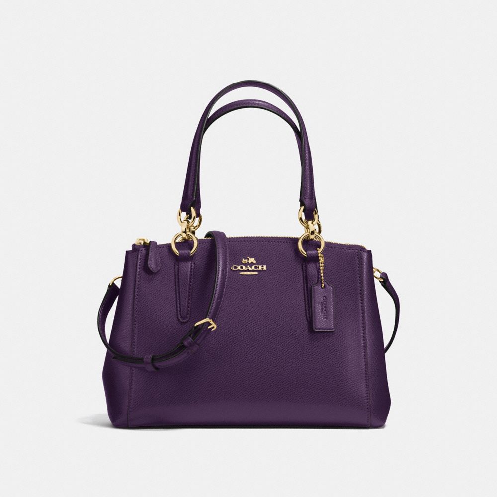 MINI CHRISTIE CARRYALL IN CROSSGRAIN LEATHER - f36704 - IMITATION GOLD/AUBERGINE