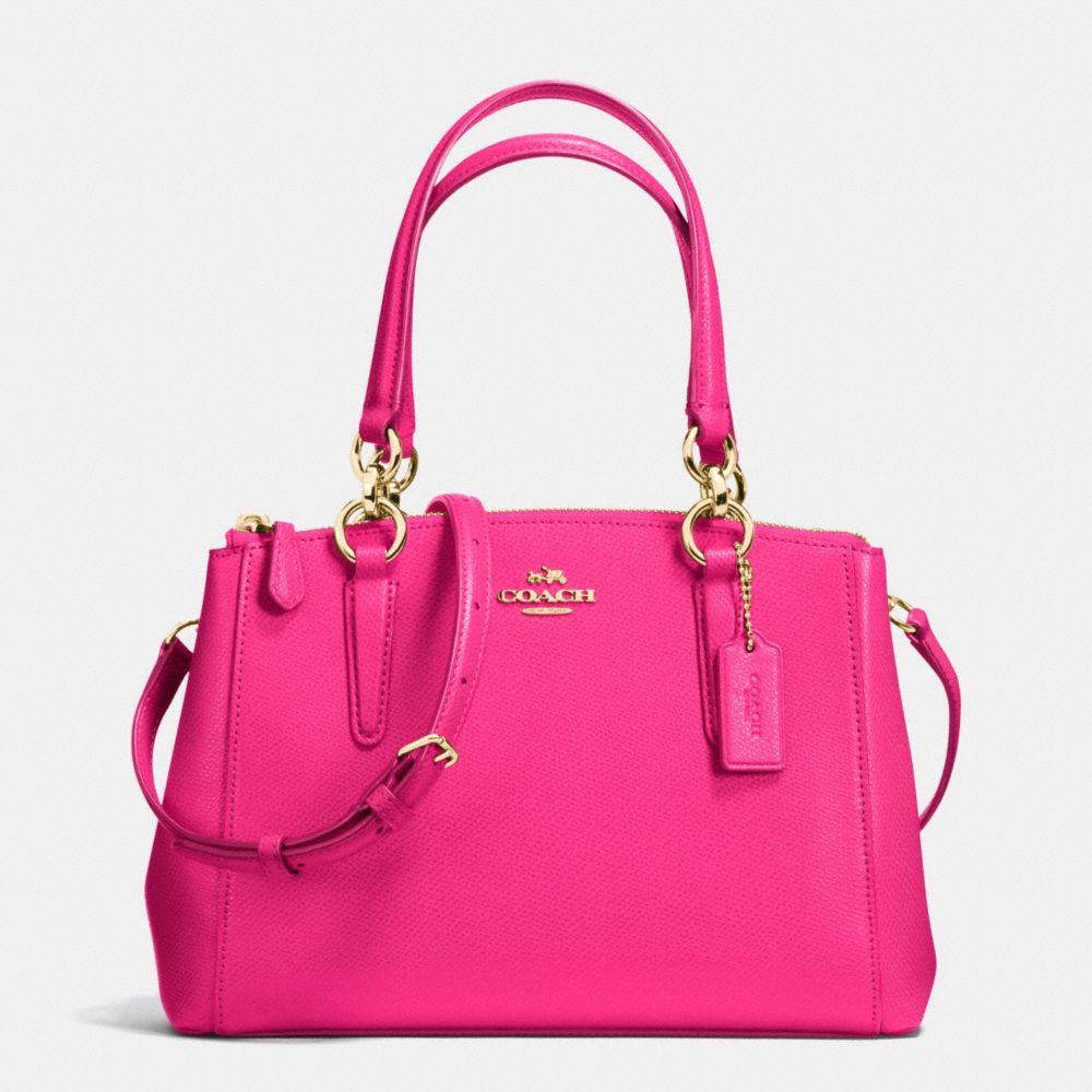 COACH F36704 - MINI CHRISTIE CARRYALL IN CROSSGRAIN LEATHER IMITATION GOLD/PINK RUBY