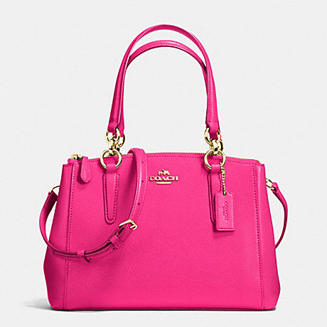 COACH MINI CHRISTIE CARRYALL IN CROSSGRAIN LEATHER - IMITATION GOLD/PINK RUBY - f36704