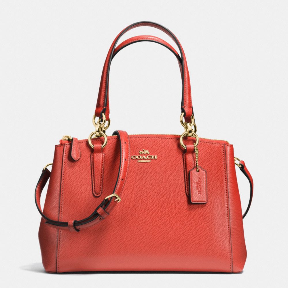 COACH MINI CHRISTIE CARRYALL IN CROSSGRAIN LEATHER - IMITATION GOLD/CARMINE - F36704