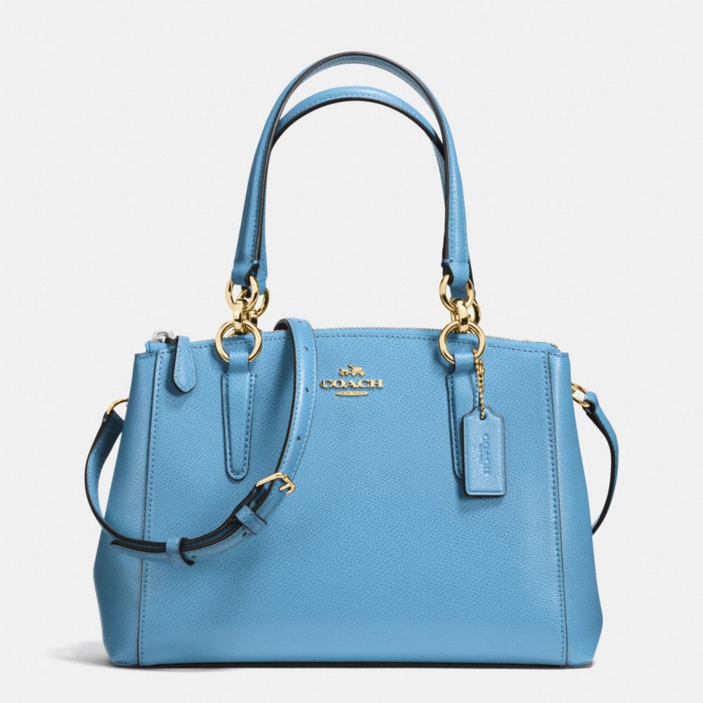 COACH F36704 Mini Christie Carryall In Crossgrain Leather IMITATION GOLD/BLUEJAY