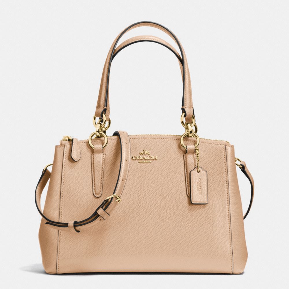 COACH MINI CHRISTIE CARRYALL IN CROSSGRAIN LEATHER - IMITATION GOLD/NUDE - F36704