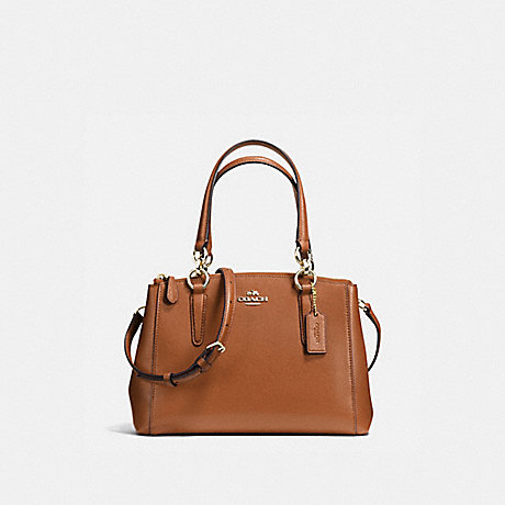 COACH MINI CHRISTIE CARRYALL IN CROSSGRAIN LEATHER - IMITATION GOLD/SADDLE - f36704