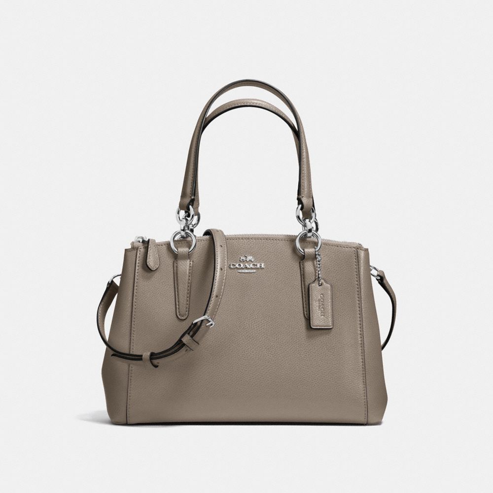 COACH MINI CHRISTIE CARRYALL IN CROSSGRAIN LEATHER - SILVER/FOG - F36704