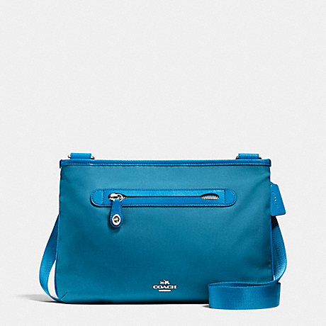 COACH SMALL CROSSBODY IN NYLON - COACH F36707 - SILVER/PEACOCK
